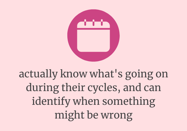 text reads: actually know what's going on during their cycles, and can identify when something might be wrong