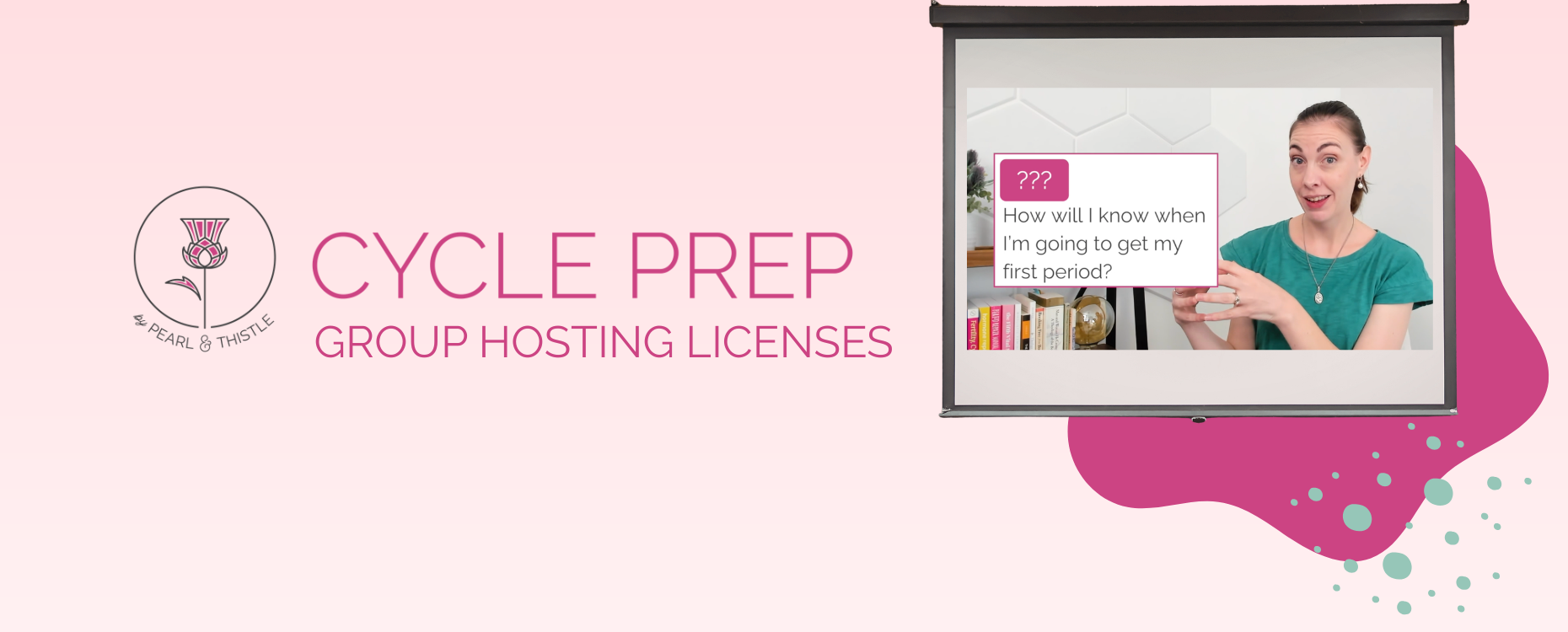 screen projector shows video shot of cycle prep course with text that reads cycle prep group hosting licenses