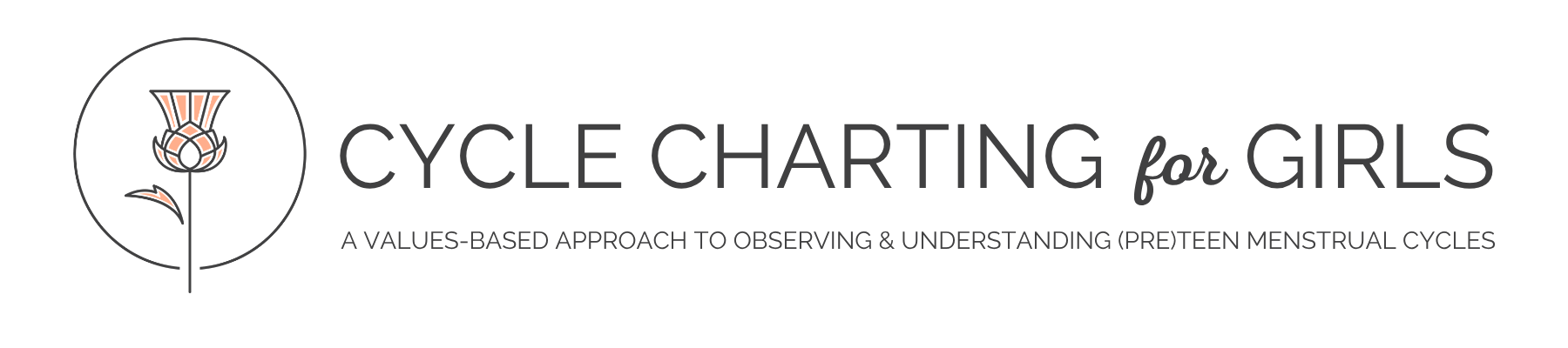 text reads cycle charting for girls with pearl and thistle logo
